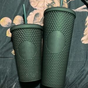 Dark Green Starbucks Cup Pair